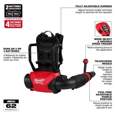 Milwaukee M18 FUEL Dual Battery Backpack Blower (Bare Tool), large image number 4