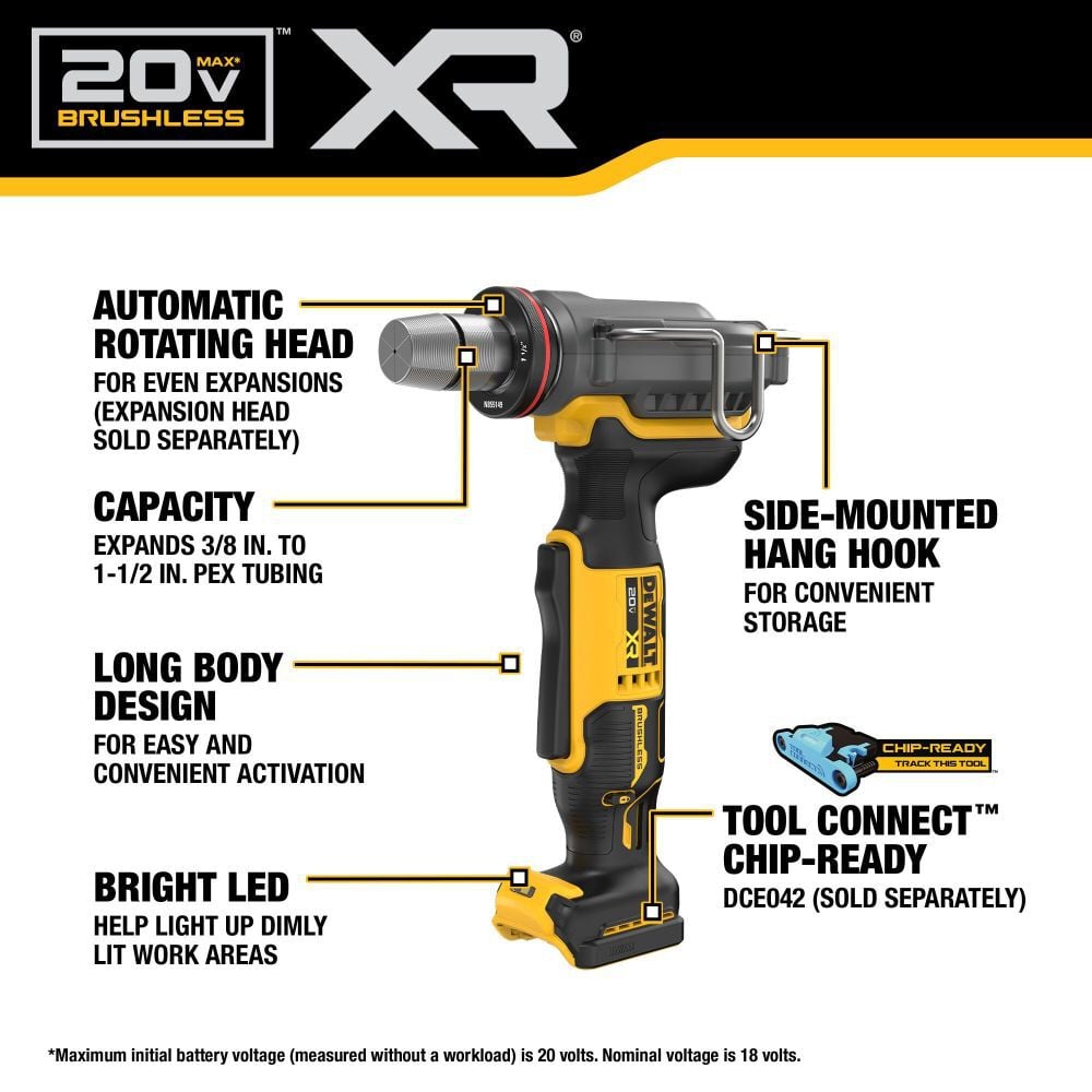 DEWALT 20V MAX XR 1-1/2in PEX Expander (Bare Tool), large image number 3