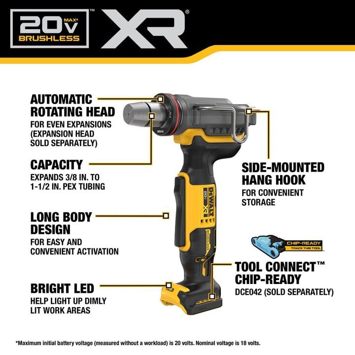 DEWALT 20V MAX XR 1-1/2in PEX Expander (Bare Tool), large image number 2