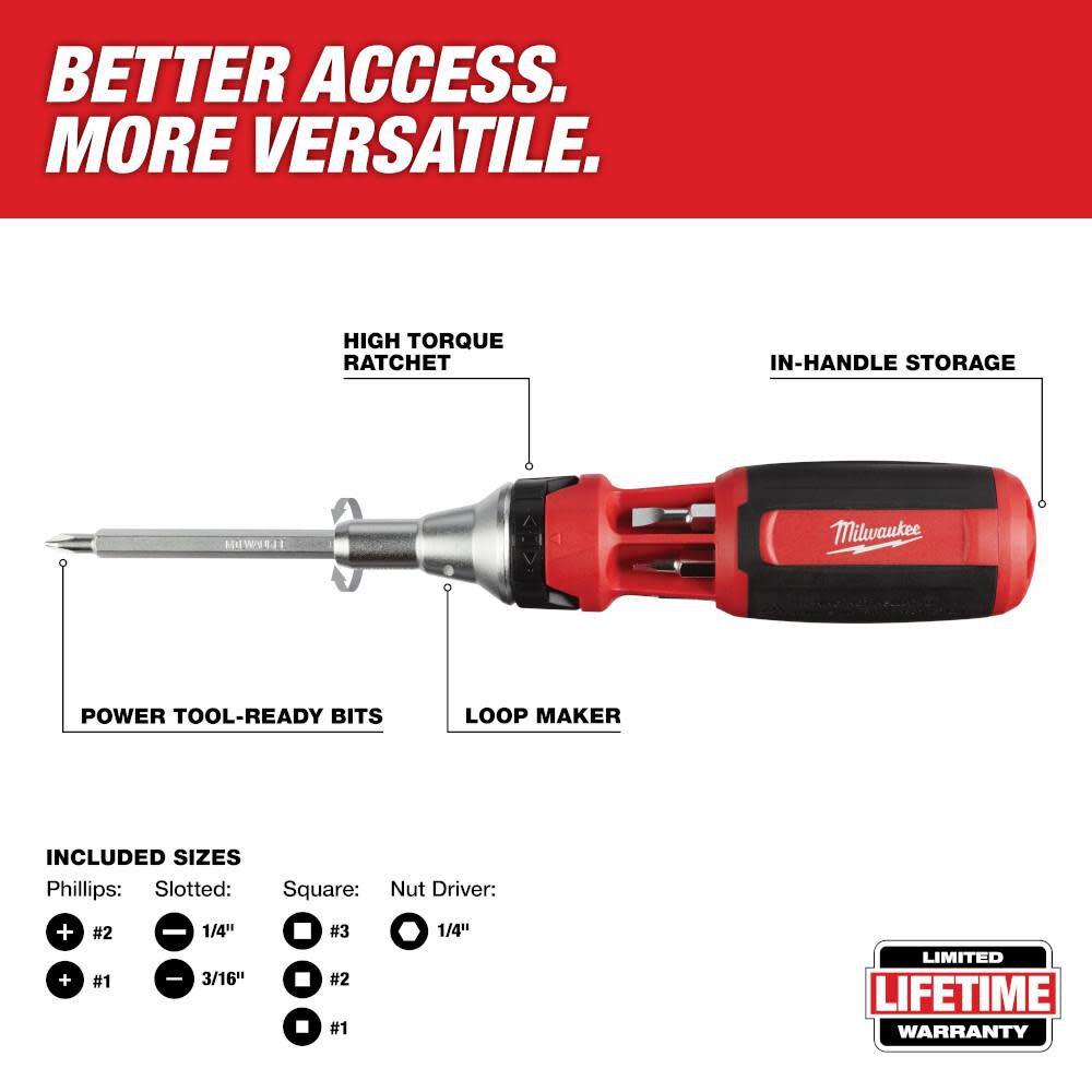 Milwaukee 9-in-1 Square Drive Ratcheting Multi-Bit Driver, large image number 3
