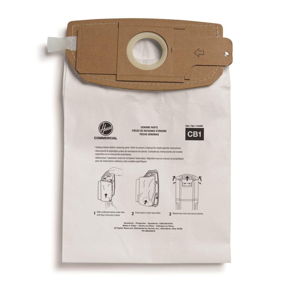 Hoover Commercial Vacuum Standard Filter Bags Six Quart - AH10173, large image number 1