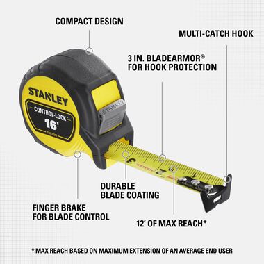 Stanley 16 ft. CONTROL-LOCK Tape Measure, large image number 6