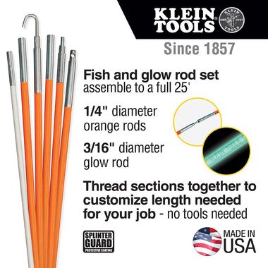 Klein Tools 25' (7.6 m) Fish and Glow Rod Set 56325 - Acme Tools