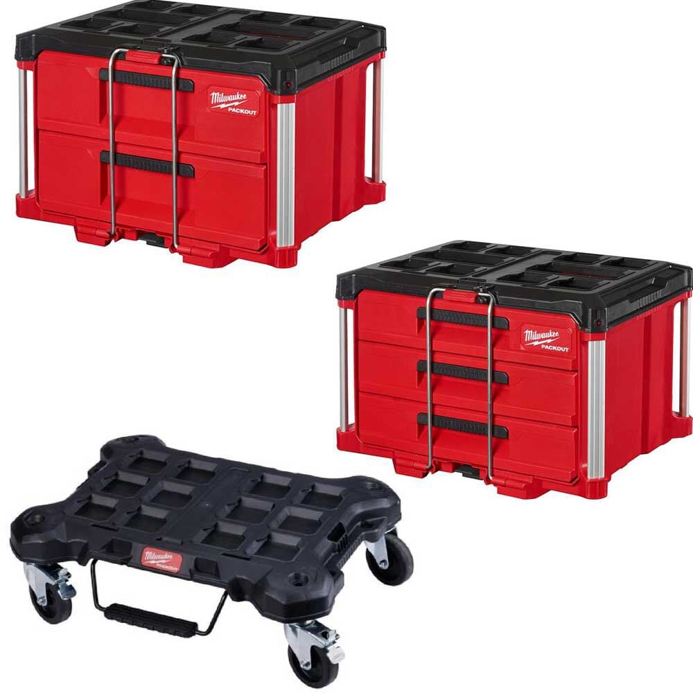 Milwaukee PACKOUT Drawers Tool Box Dolly Bundle – 48-22-8442-8443D