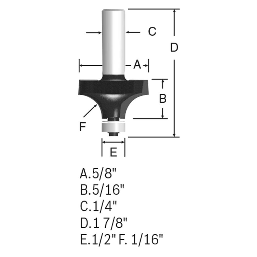 Bosch 1/16 Inch x 5/16 Inch Carbide Tipped Roundover Bit, large image number 5
