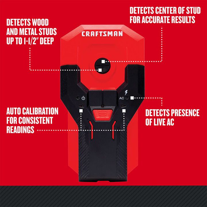 CRAFTSMAN Center Finding 1-1/2 Inch Depth Point Stud Finder With AC Detection, large image number 1