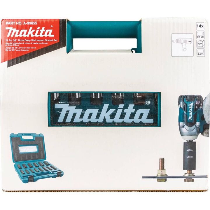 Makita 3/8in Drive Deep Well Impact Socket Set 14pc, large image number 9