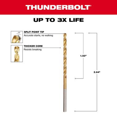 Milwaukee 7/64 in. Thunderbolt Titanium Coated Drill Bit, large image number 2
