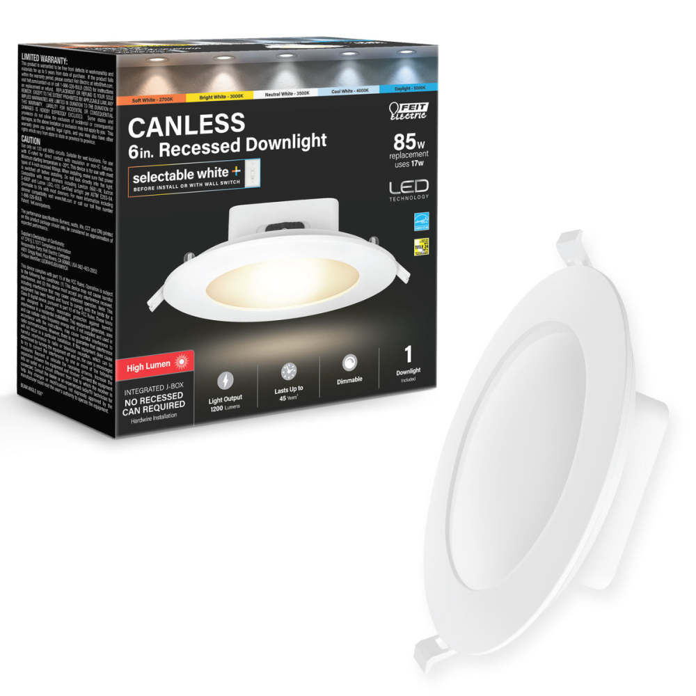 Feit Electric 6 Inch 85W 1200 Lumens LED Round Ceiling Downlight White, large image number 3