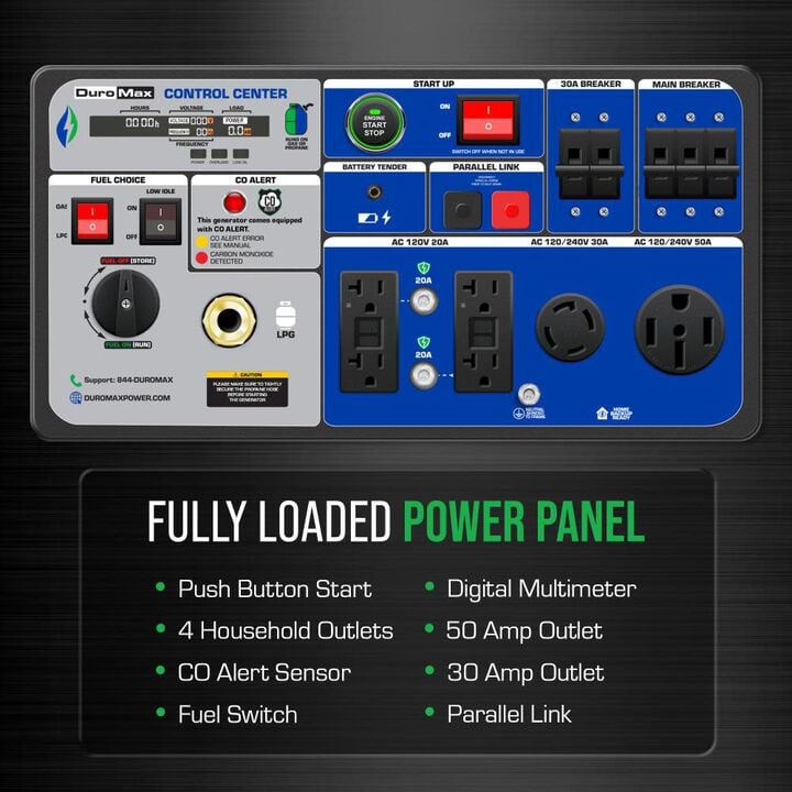 Duromax 9500 Watt Dual Fuel 49 State Portable Inverter Generator with CO Alert, large image number 4