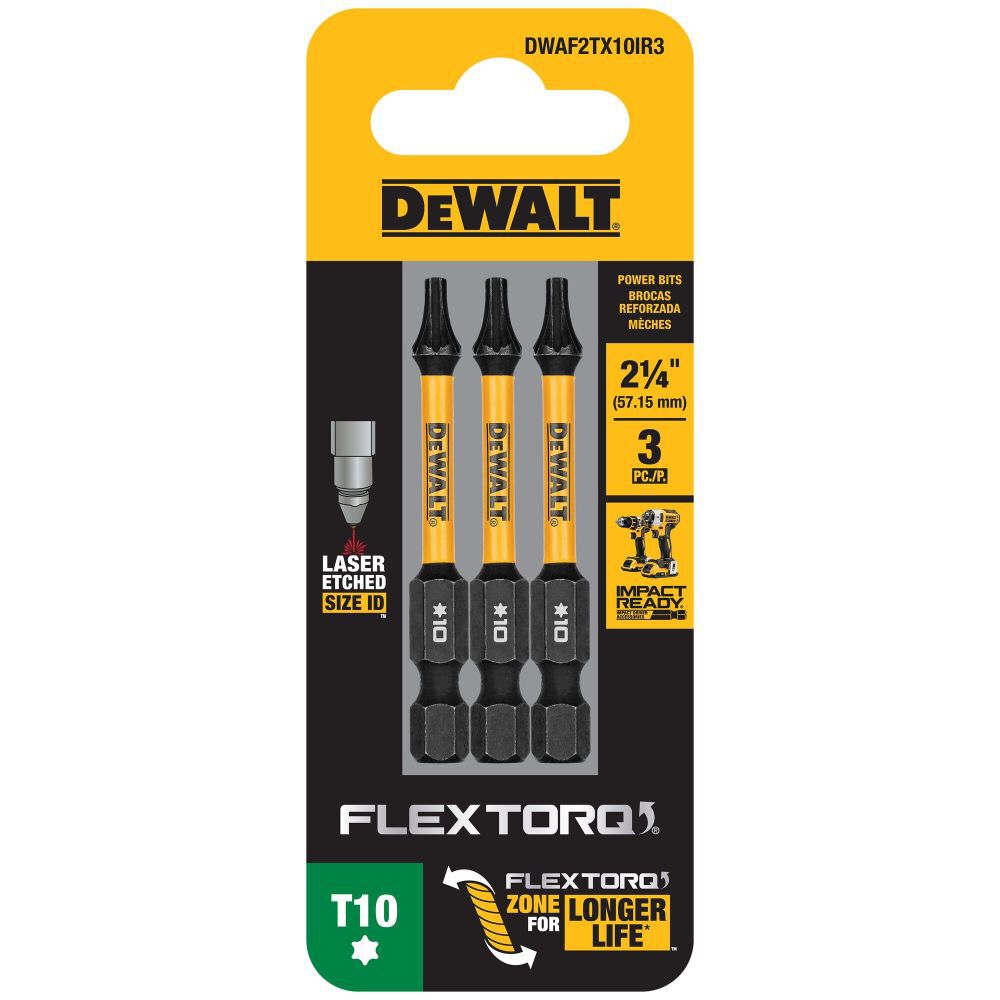 DEWALT 2.25In Torx T10 Flextorq 3 Pack DWAF2TX10IR3 - Acme Tools