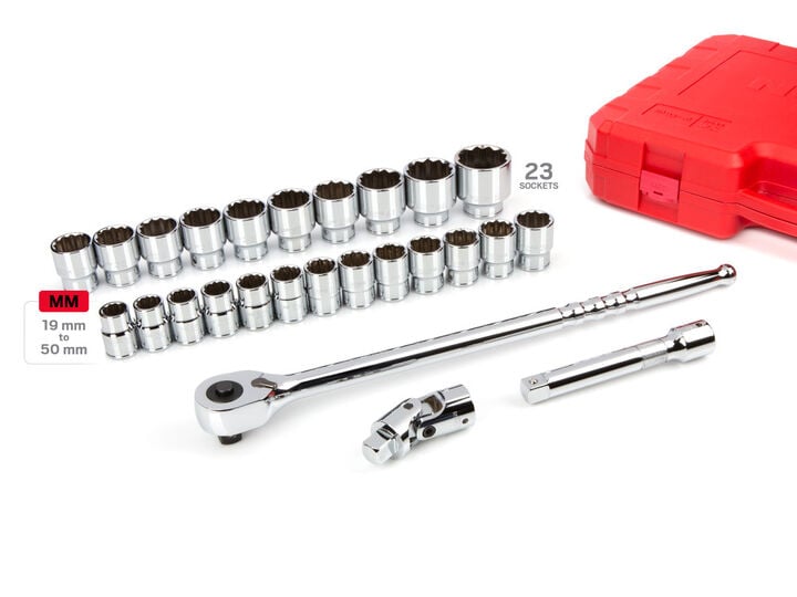 Tekton 3/4 Inch 12 Point Socket and Ratchet Set Case, 26 Pieces (19-50 mm), large image number 2