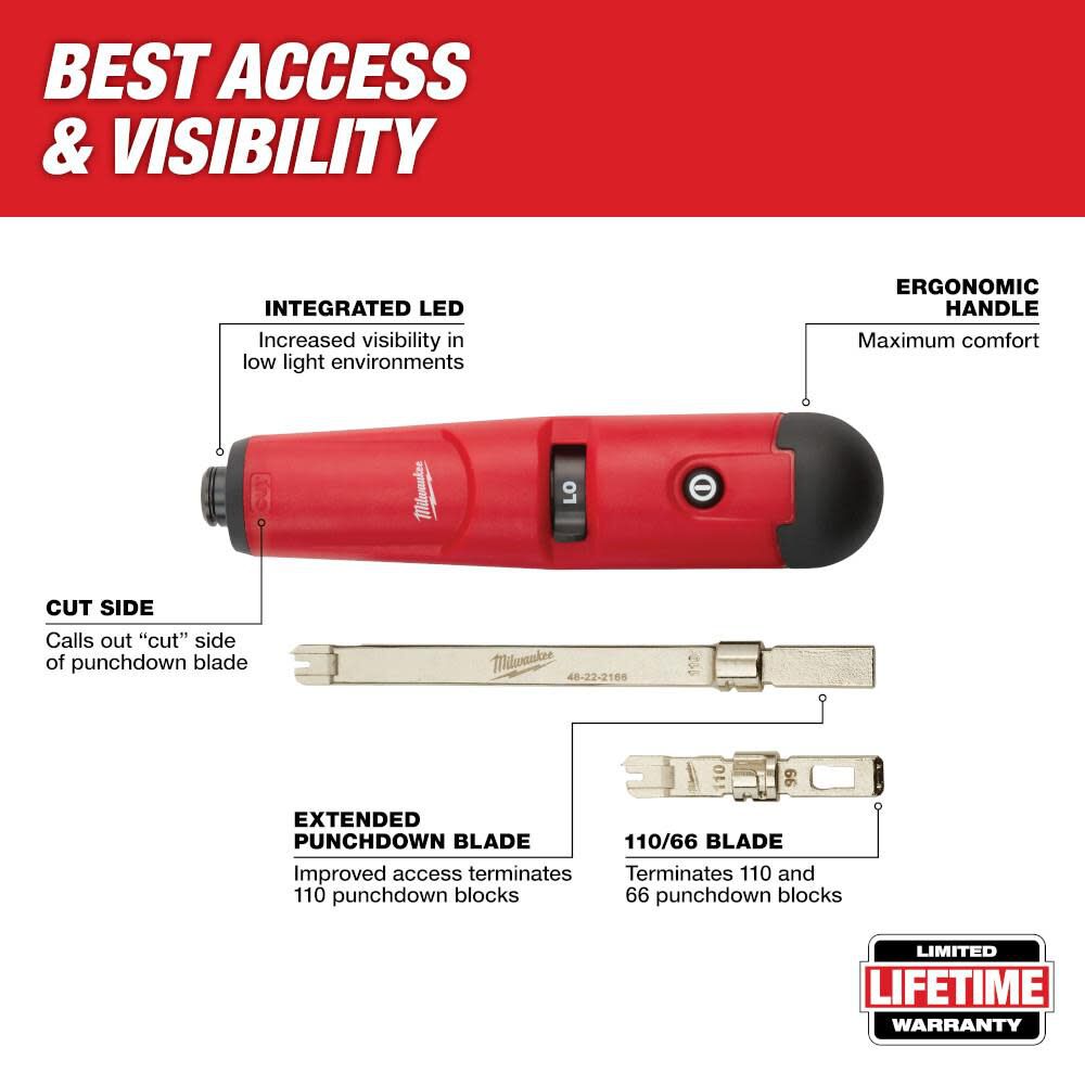 Milwaukee Punchdown Tool with Extended Blade 48222165 Acme Tools
