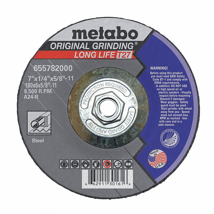 Metabo 7 Inch Type 27 A24R LongLife Original Grinding Wheel, large image number 1