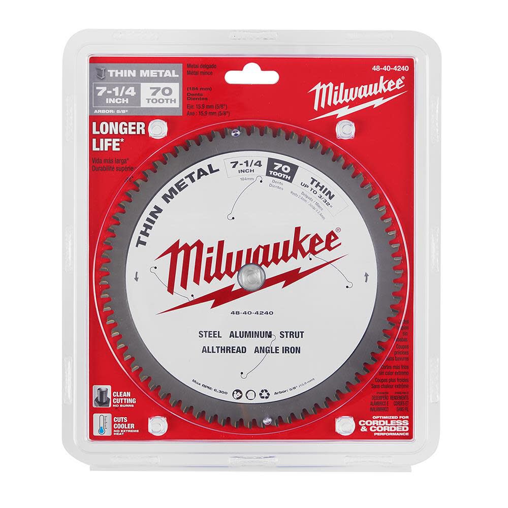 Milwaukee 7-1/4 in. Thin Metal Cutting Circular Saw Blade, large image number 6