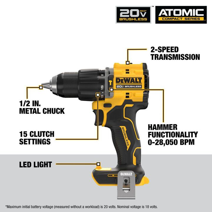 DEWALT 20V MAX  2-Tool Hammer Drill and Impact Combo Kit, large image number 2