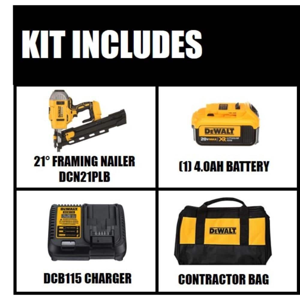 Dewalt dcn21plm1 20v max 21 sale plastic collated cordless framing nailer kit
