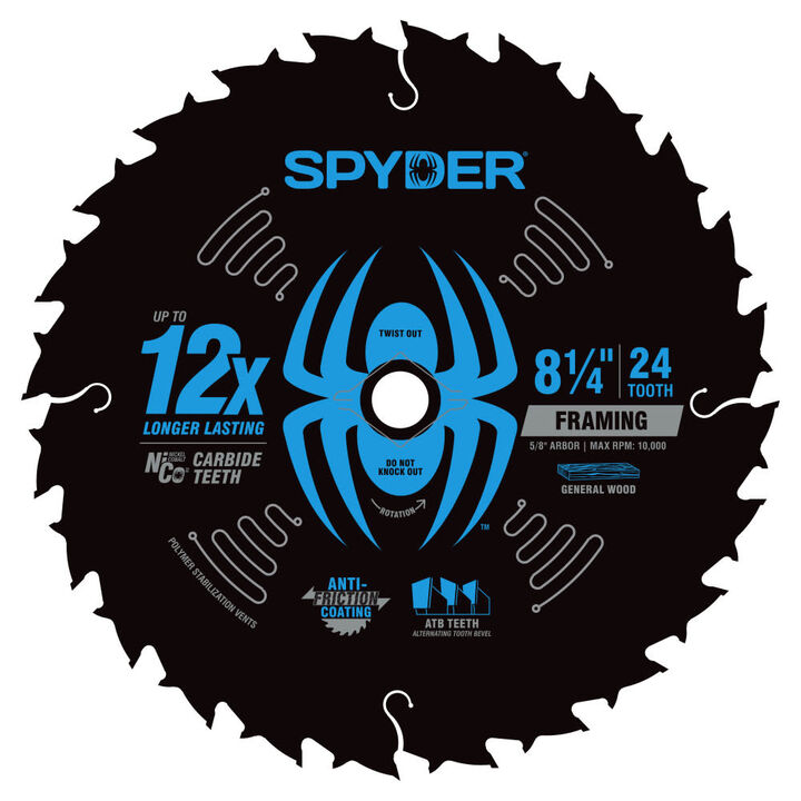 Spyder 8-1/4 Inch 24T Circular Saw Blade for Framing