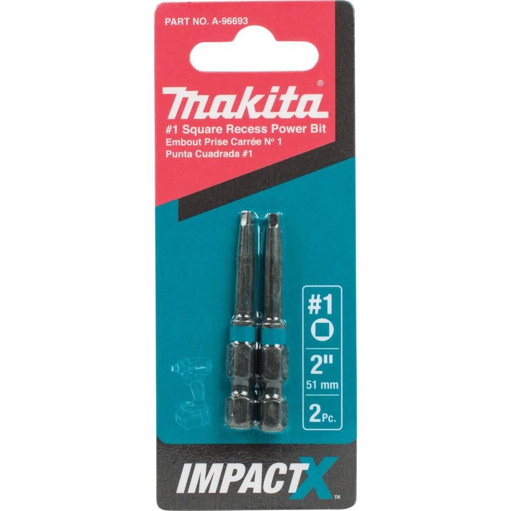 Makita Impact X #1 Square Recess 2 Power Bit 2/pk, large image number 3