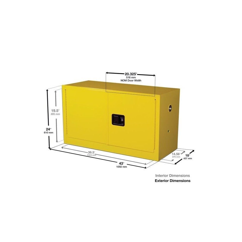 Justrite 17 Gallon Yellow Steel Self Close Flammable Safety Cabinet, large image number 3