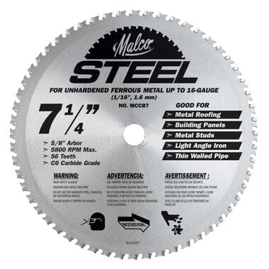 Malco Products Steel Cutting Circular Saw Blade, large image number 0
