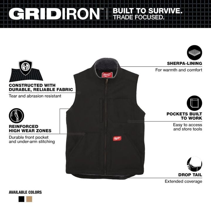Milwaukee Heavy Duty Sherpa Lined Vest, large image number 1