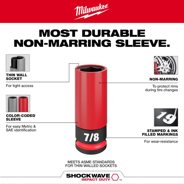 Milwaukee SHOCKWAVE Impact Duty Socket 1/2 Drive 1in SAE Lug Nut Wheel, large image number 3