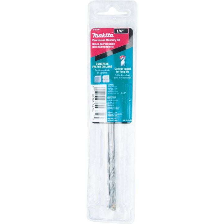 Makita 1/4in x 4in Carbide Tipped Percussion Masonry Hammer Drill Bit, large image number 3