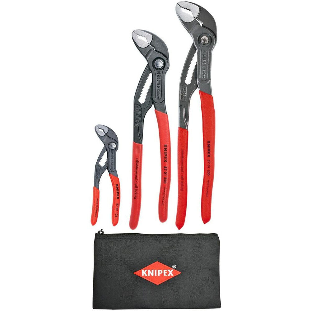 Knipex Cobra Pliers Set with Keeper Pouch 3pc 9K 00 80 122 US