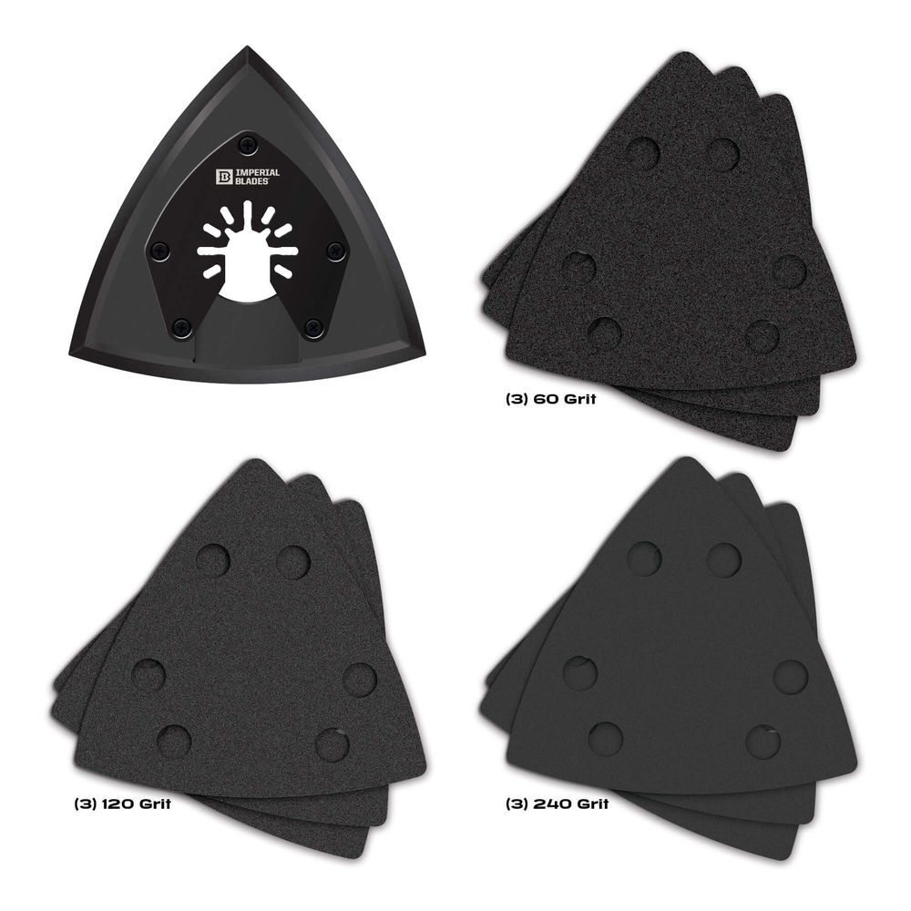 Imperial Blades One Fit 3-1/2in Oscillating Triangle Sanding Pad + Sandpaper Variety Pack 10PC, large image number 5
