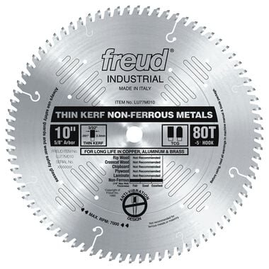 Freud 10 In. x 80T Thin Kerf Non-Ferrous Metal Blade, large image number 0