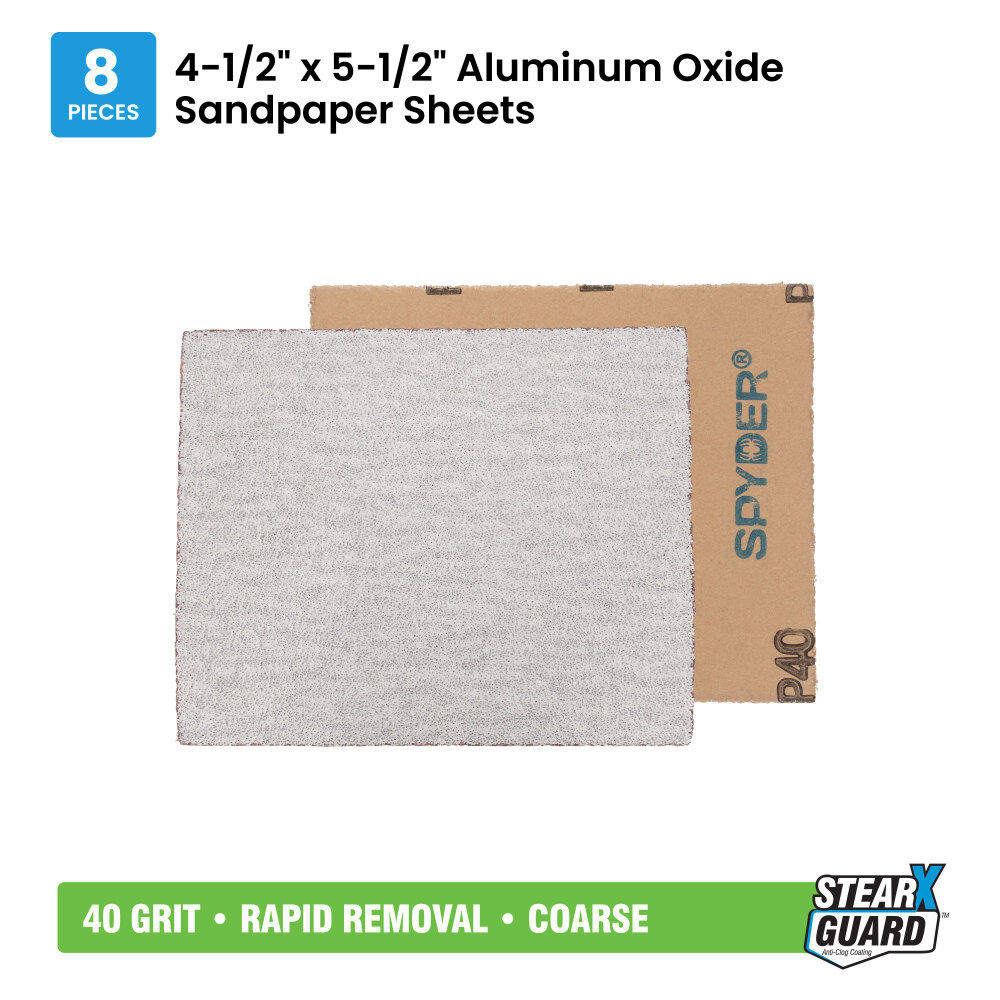 Spyder 8-Sheets Alum Oxide 40 Grit Sandpaper with Stearate, 4.5 x 5.5 Inch, large image number 7