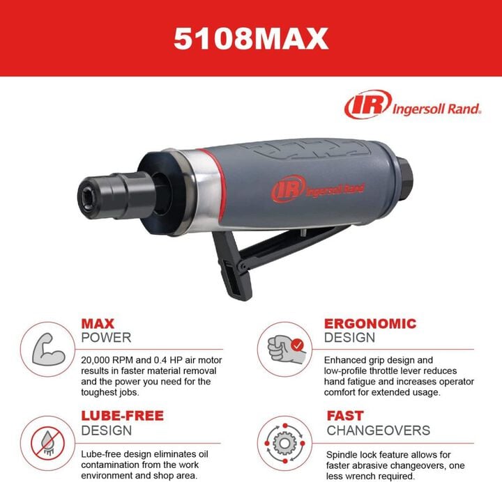 Ingersoll Rand MAX Series 0.4 HP Air Die Grinder, large image number 7
