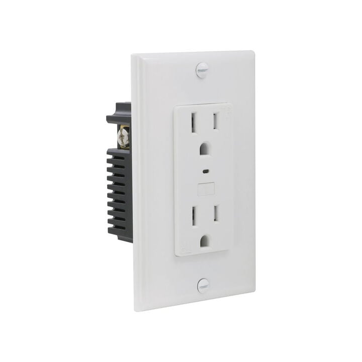 Power Zone 125V 1-Pole Grounded Socket Wi-Fi Controlled In-Wall Receptacle