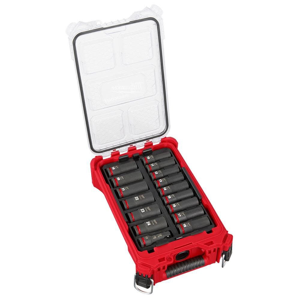 Milwaukee Promotional SHOCKWAVE Impact Duty Socket 1/2 Dr 16PC MM PACKOUT Set, large image number 1