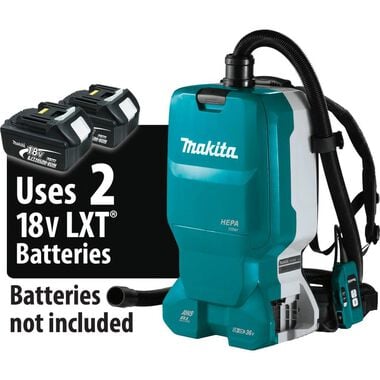 Makita 18V X2 LXT 36V Backpack Dry Dust Extractor 1.6 Gallon HEPA FilterAWS Capable Cordless (Bare Tool)