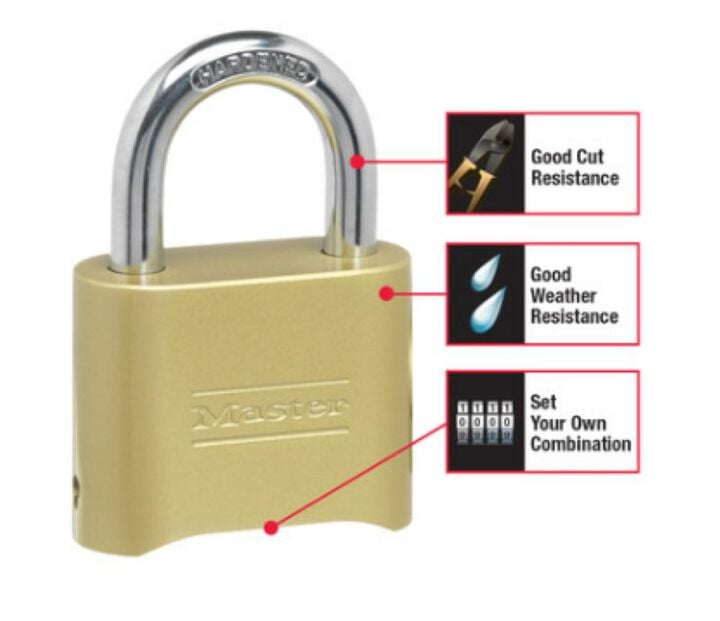 Master Lock 2 Inch Padlock Combination Wide Resettable Brass Commercial Carded, large image number 1
