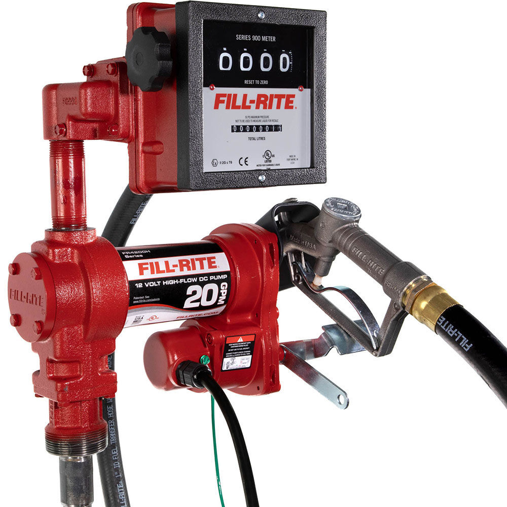 Fill-Rite 76 LPM 12V DC High Flow Pump 1in x 12' Hose 1in Manual Nozzle - FR4211HL