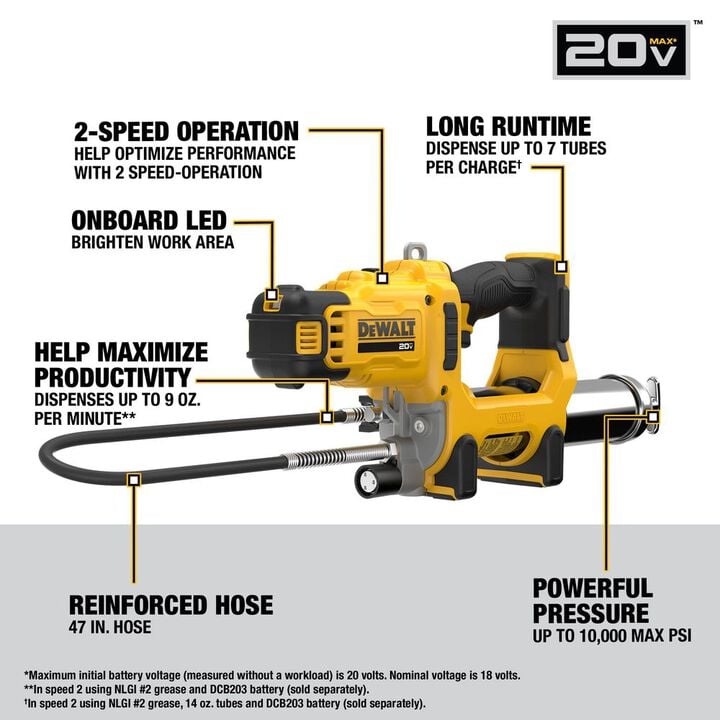 DEWALT 20V MAX 2-Speed Grease Gun (Bare Tool), large image number 2