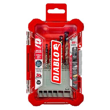 Diablo Tools Metal Demon Drill Bits Set for Mild, Hardened and Stainless, 15 Piece