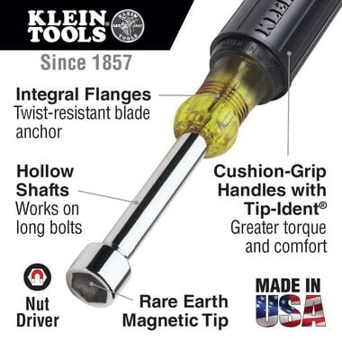 Klein Tools 1/4in Magnetic Nut Driver 3in Shaft, large image number 1