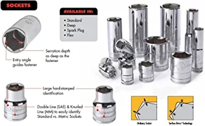 GEARWRENCH 1/4in Drive 12 Point Standard SAE Socket Set 10pc, large image number 3