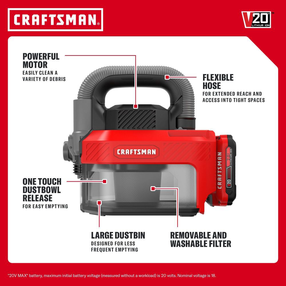 CRAFTSMAN V20 Handheld Vacuum Kit, large image number 6
