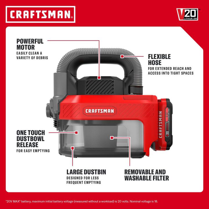 CRAFTSMAN V20 Handheld Vacuum Kit, large image number 5