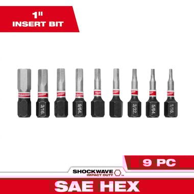 Milwaukee SHOCKWAVE 9-Piece Impact Hex Insert Bit Set