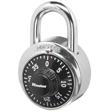 Master Lock 1.875-in Chrome with Black Dial Steel Shackle Combination Padlock