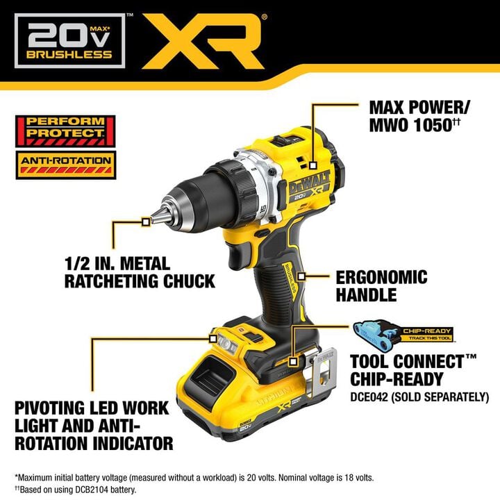 DEWALT 20V MAX XR Brushless Cordless 1/2 Inch Drill/Driver Kit With POWERPACK Batteries, large image number 3