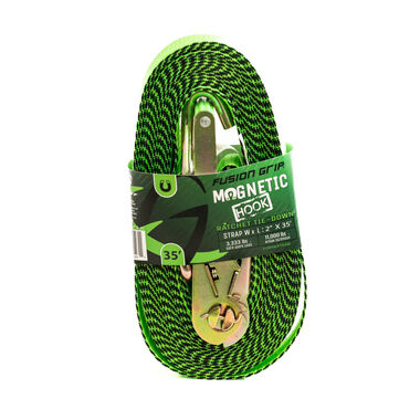 Fusion Grip Ratchet Strap with Magnetic Hook, 2 Inch x 35ft