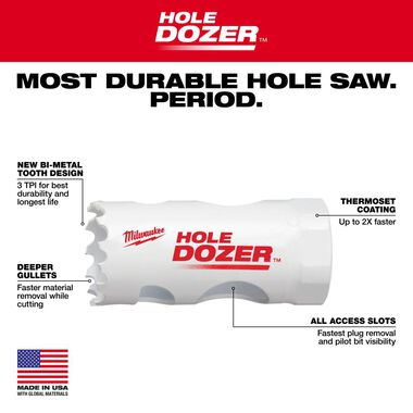 Milwaukee 11/16inch HOLE DOZER Bi-Metal Hole Saw, large image number 2