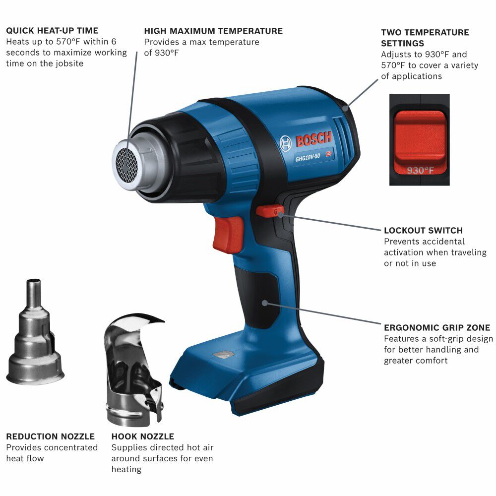 Bosch 18V Heat Gun (Bare Tool), Reconditioned, large image number 2